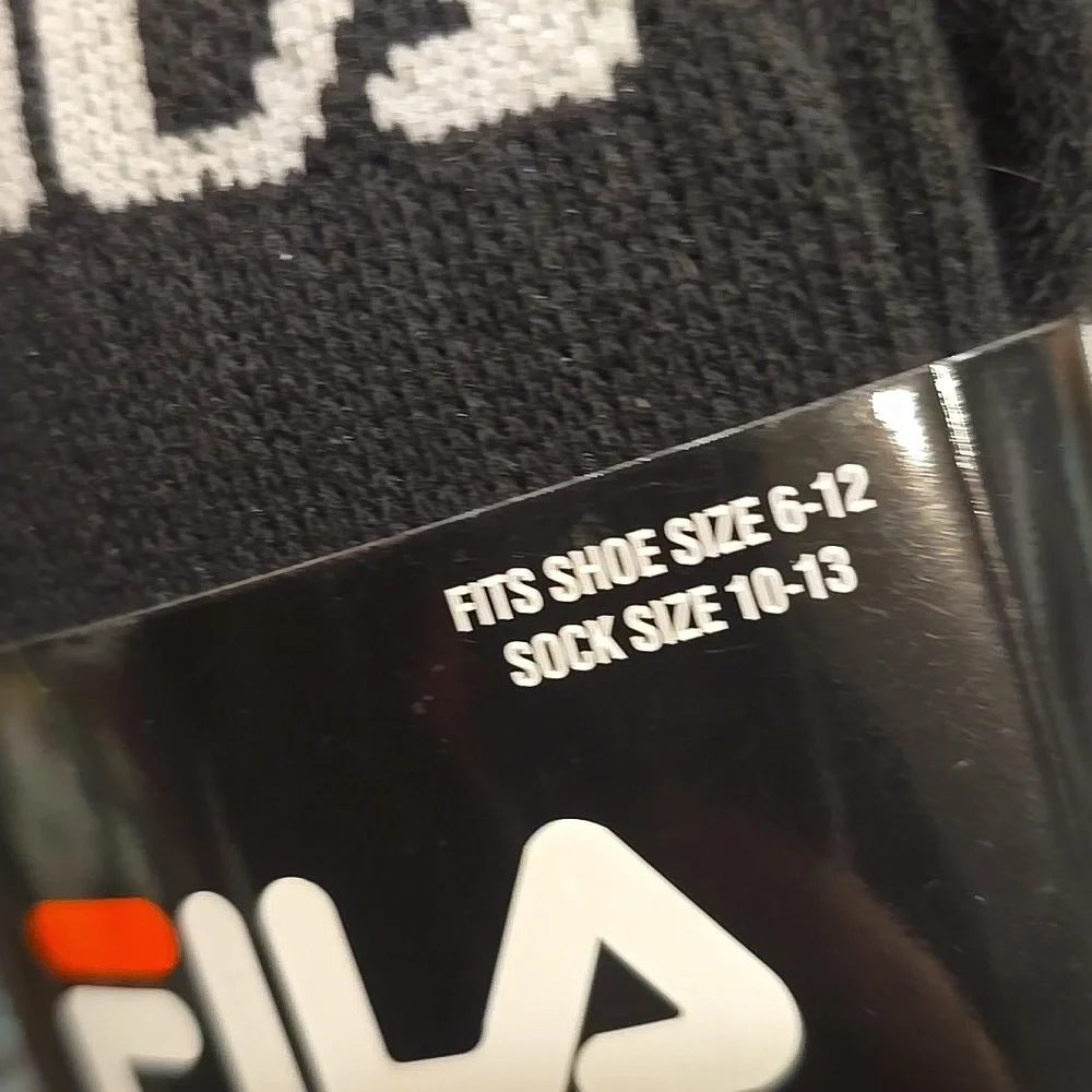 ❤️10/$40 New 3 Pack Fila Men's Black Athletic Socks
